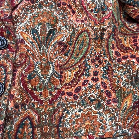 Vintage Villager by Liz Claiborne Paisley Corduroy Blazer Jacket Size 12 Boho - Picture 7 of 12